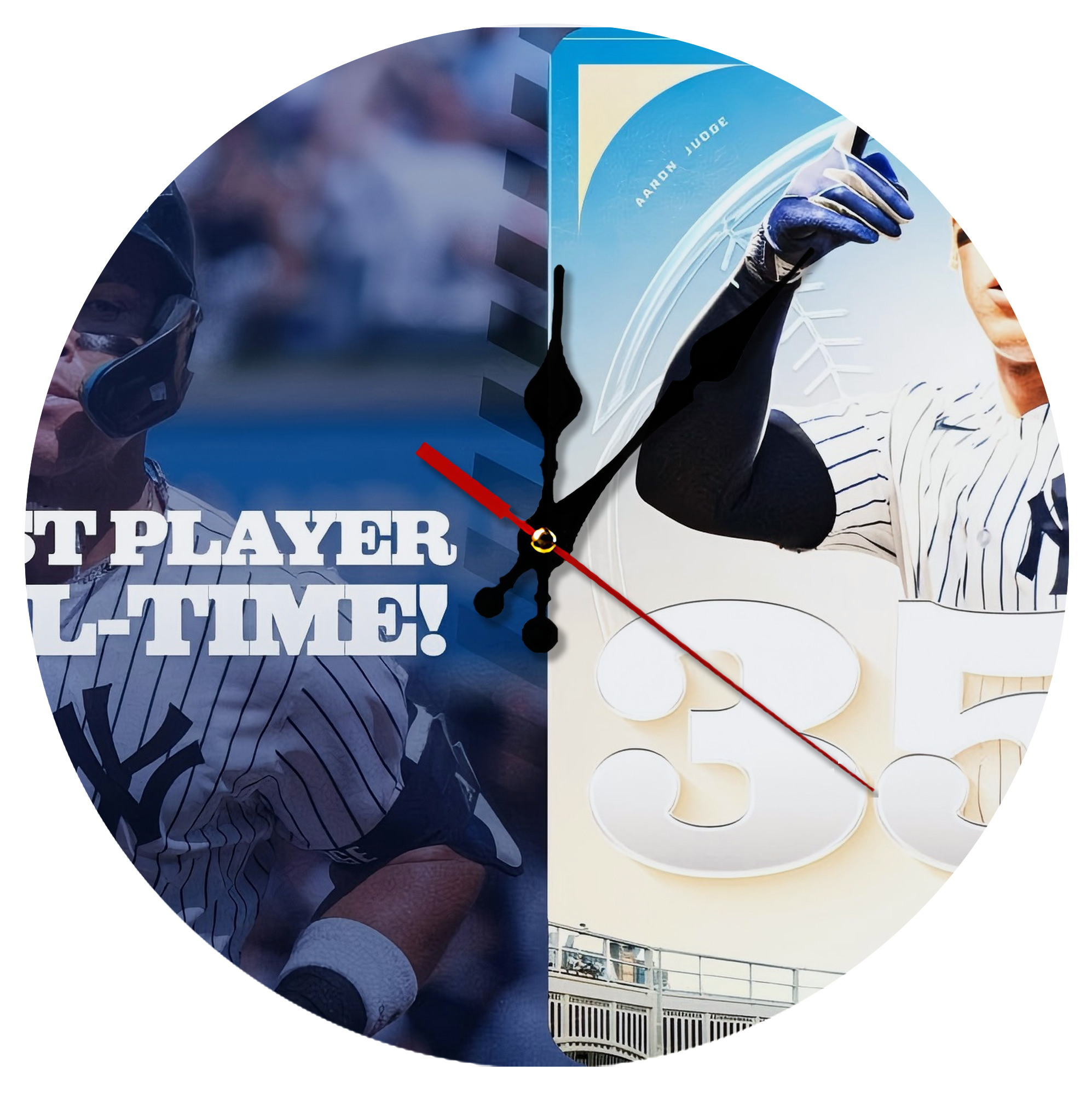 Aaron Judge's 350th Career Home Runs Silent Round Wall Clock – Modern & Stylish DIY Design, Durable Wood Construction, Easy To Install – Perfect For Office, Bedroom, Living Room, And More